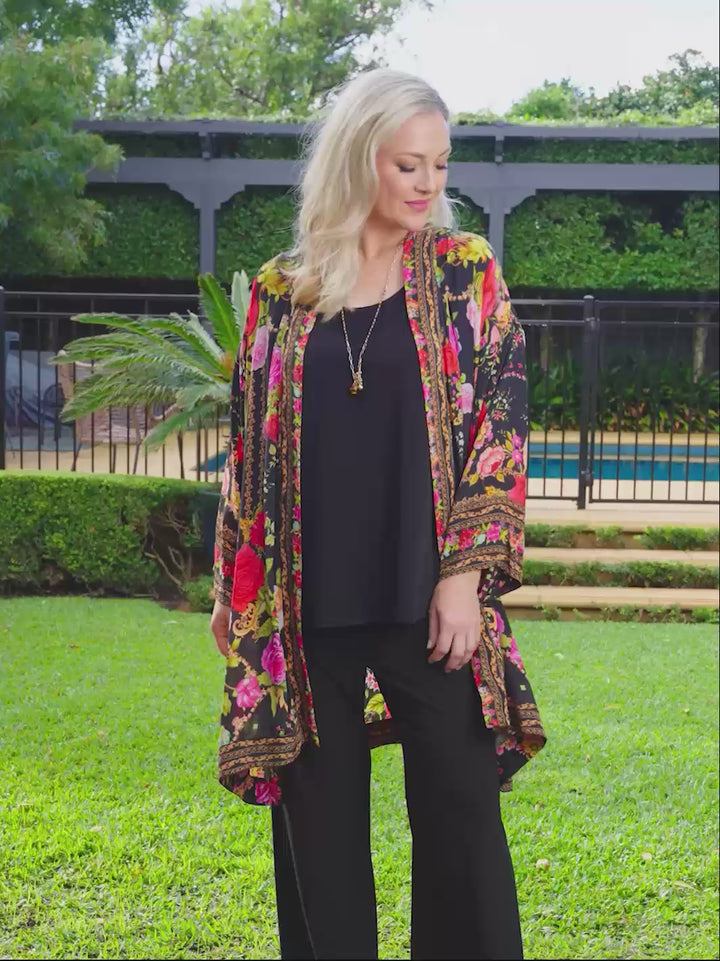 Jo Jo Print Contrast Border Jacket - Black