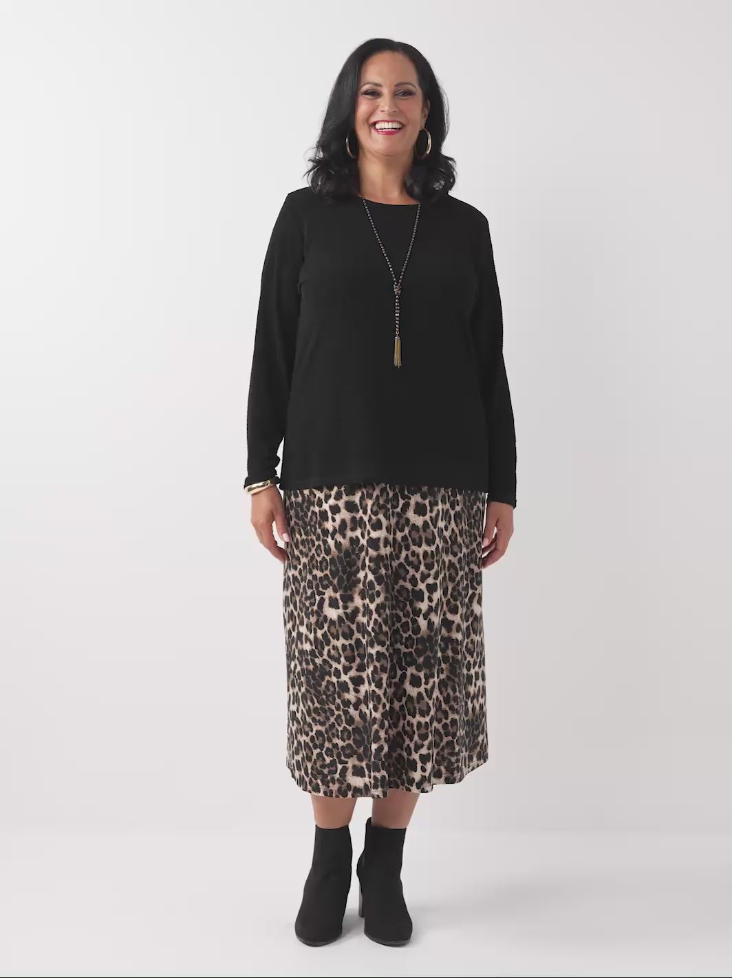 Printed Jersey Skirt - Embossed Leopard