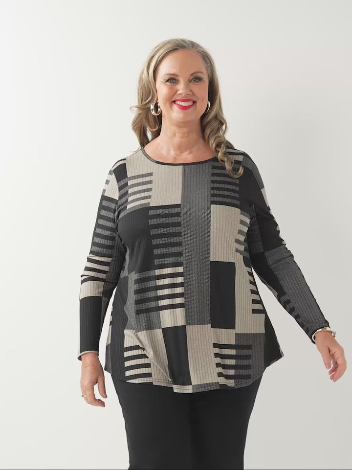 Rib Scoop Hem Top - Skyline