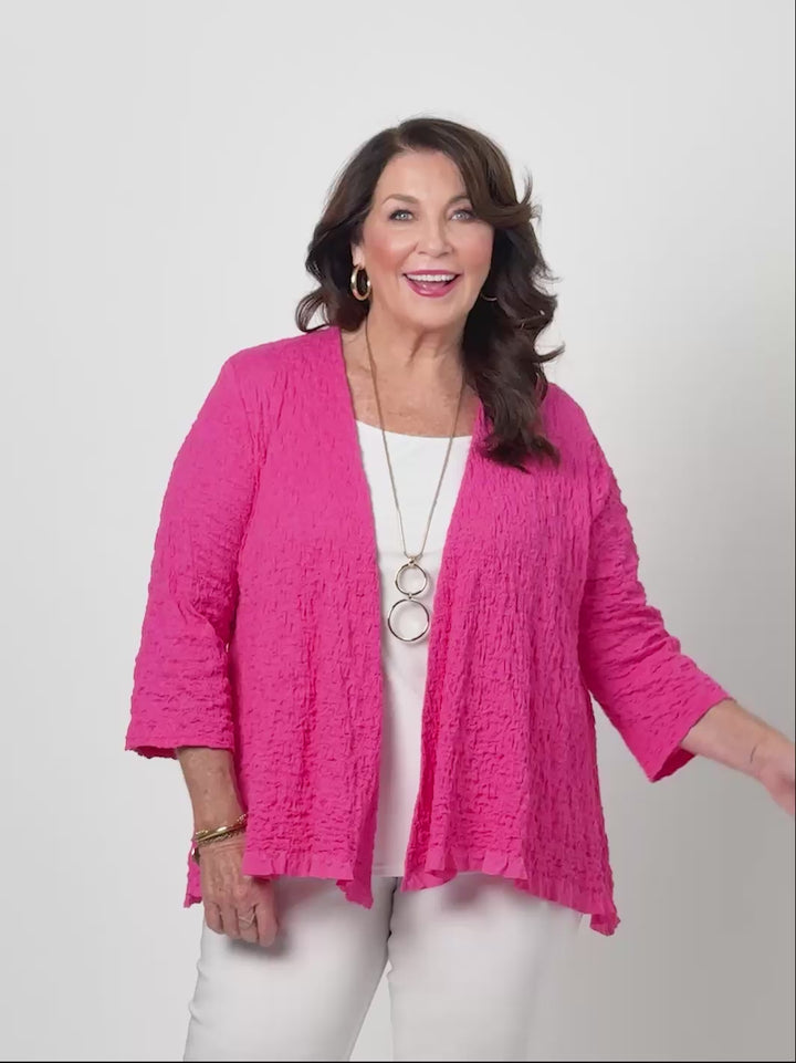 Seersucker Knit Jacket - Fuchsia