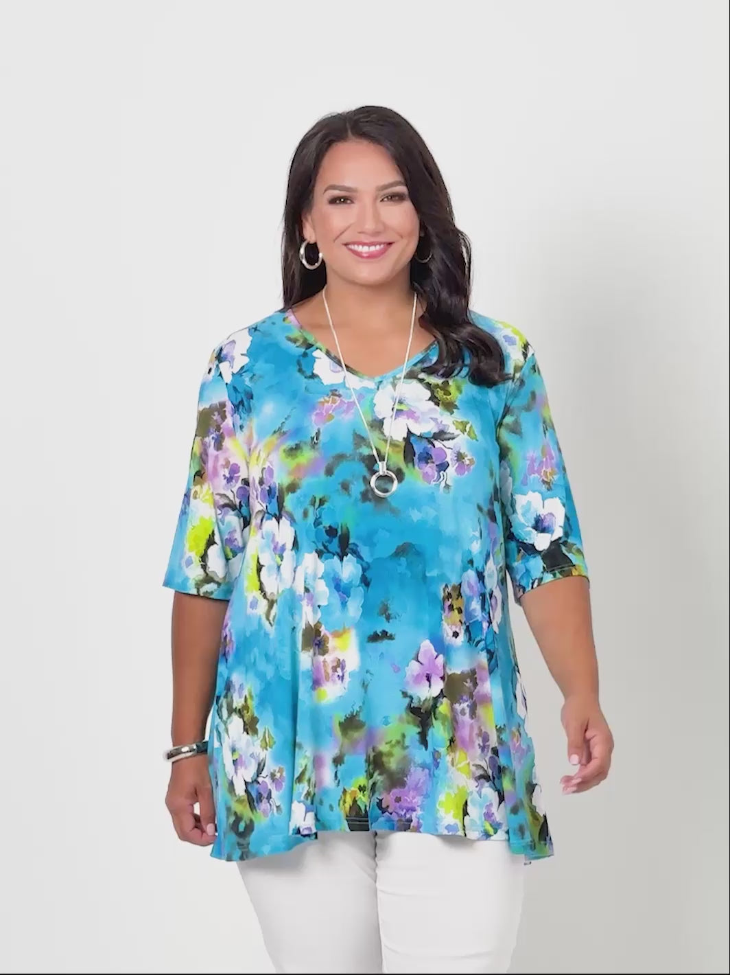 V-Neck Swing Jersey Top - Coastal View