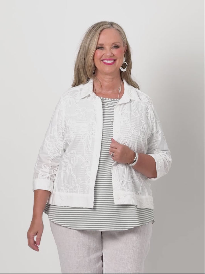 Embroidered Cotton Jacket - White