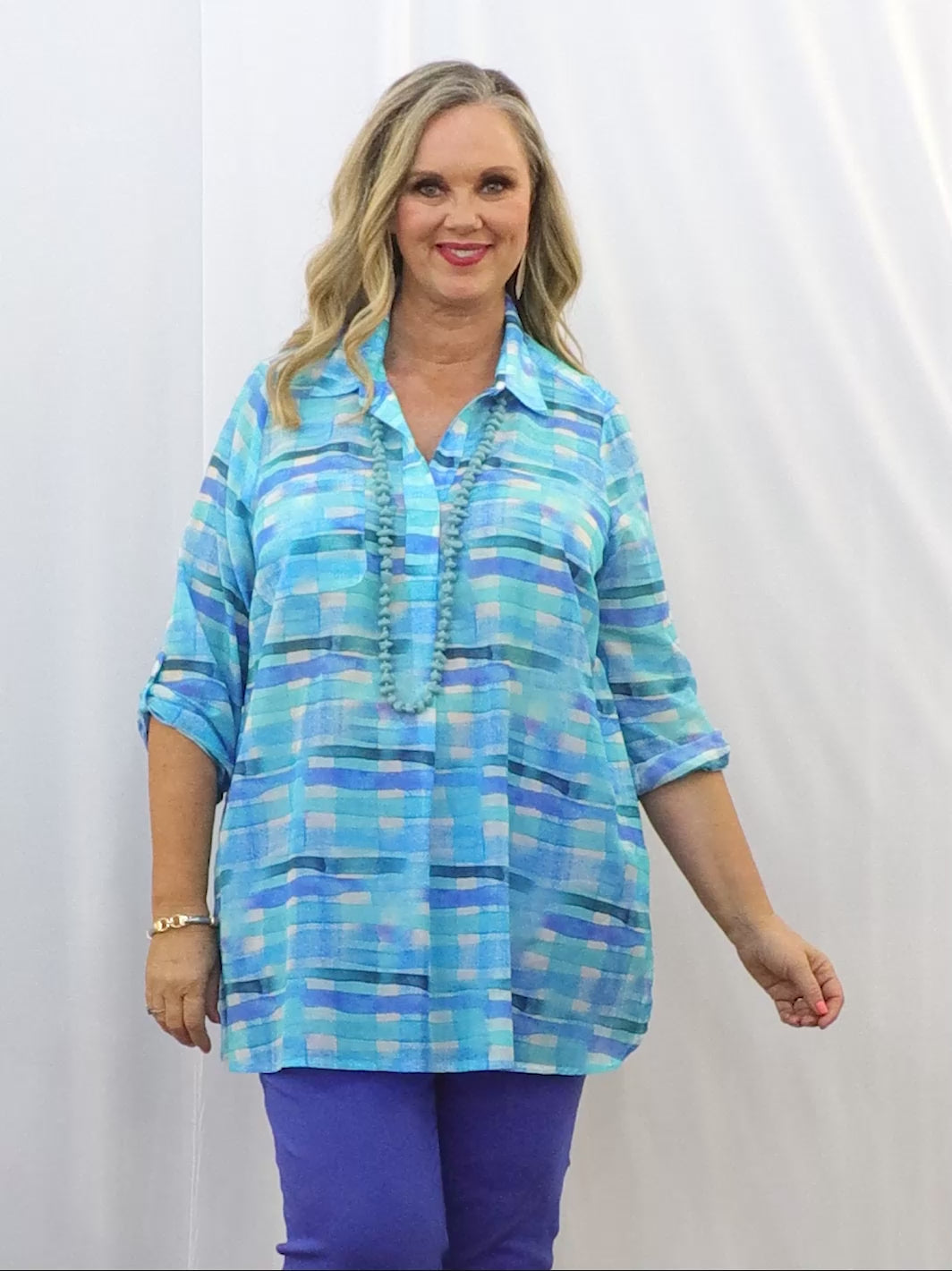 Silk Cotton Blueprint Shirt