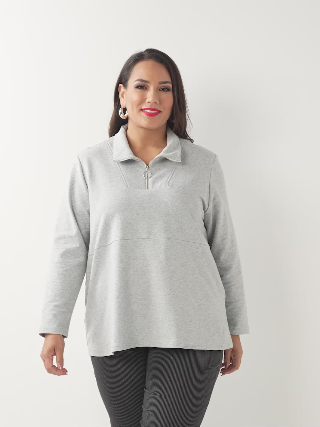 Active Zip Top - Marle Grey