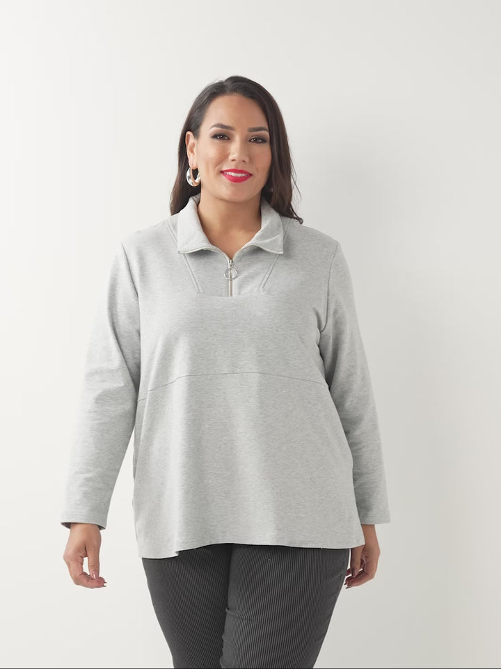 Active Zip Top - Marle Grey