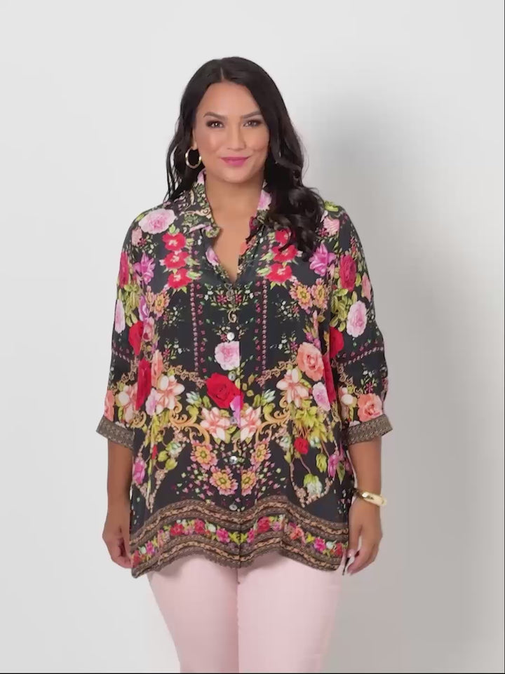 Jo Jo Print Collared Shirt - Black