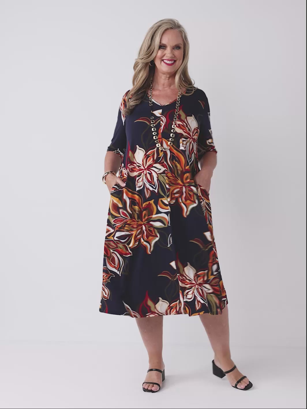 A-Line Printed Jersey Midi Dress - Exotica