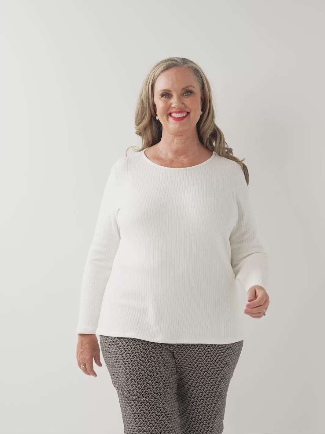 Scoop Neck Basic Rib Tee - Toronto Ivory