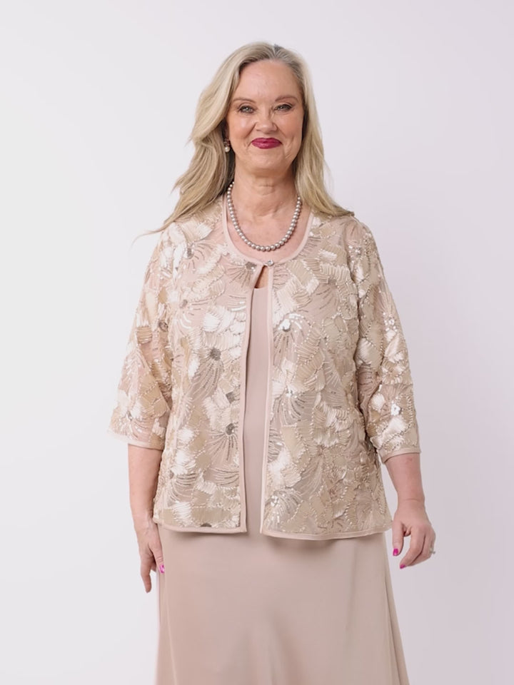 Embroidered Sequin Evening Jacket - Dream Light