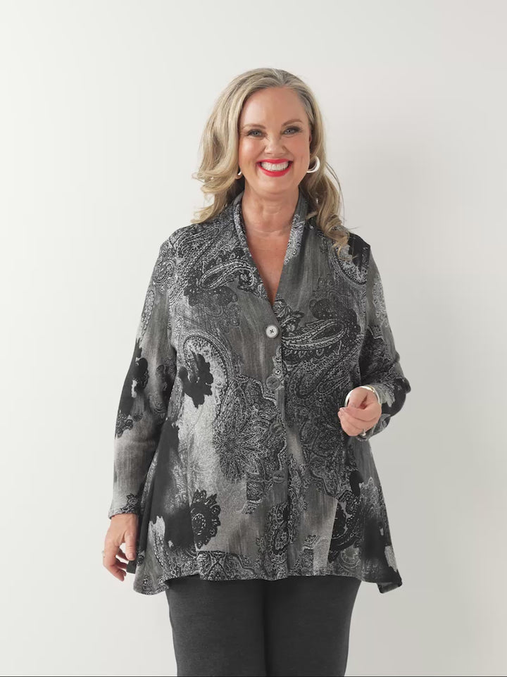 V-Neck Button Trough Cardigan - Overcast