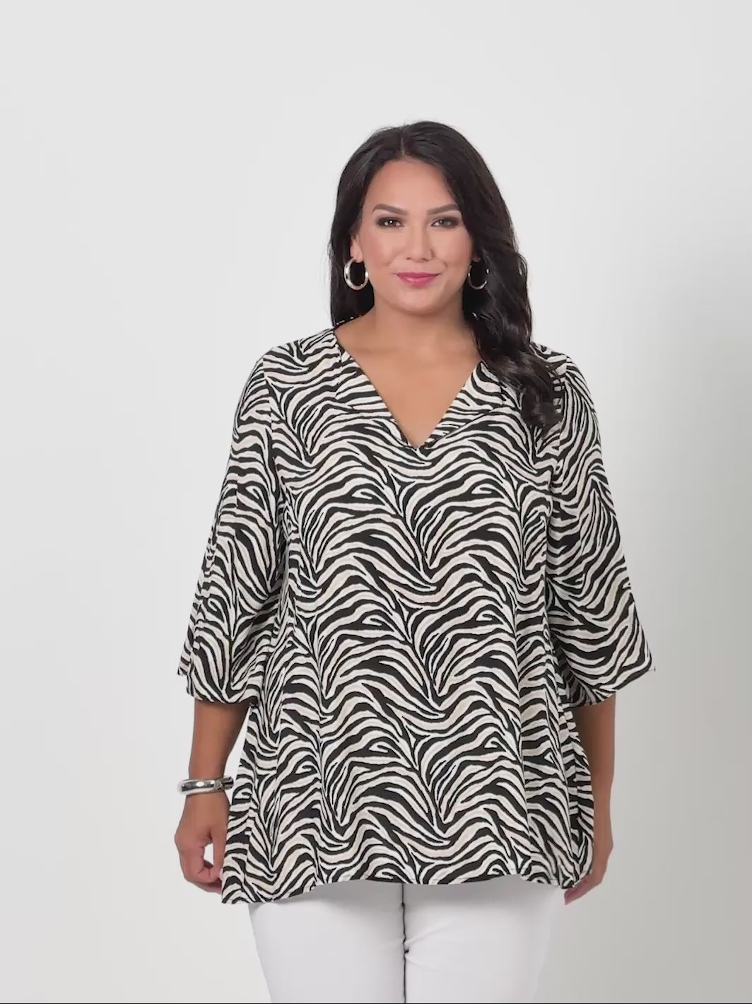 V-Neck Print Rayon Top - Tigress
