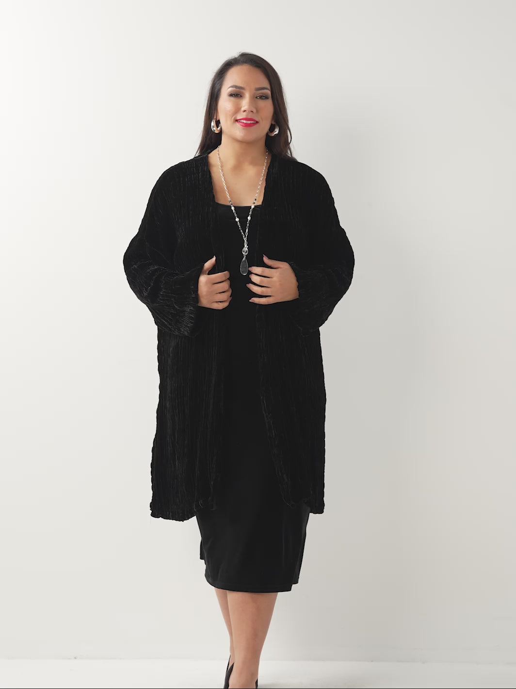 Ruched Velvet Jacket - Black