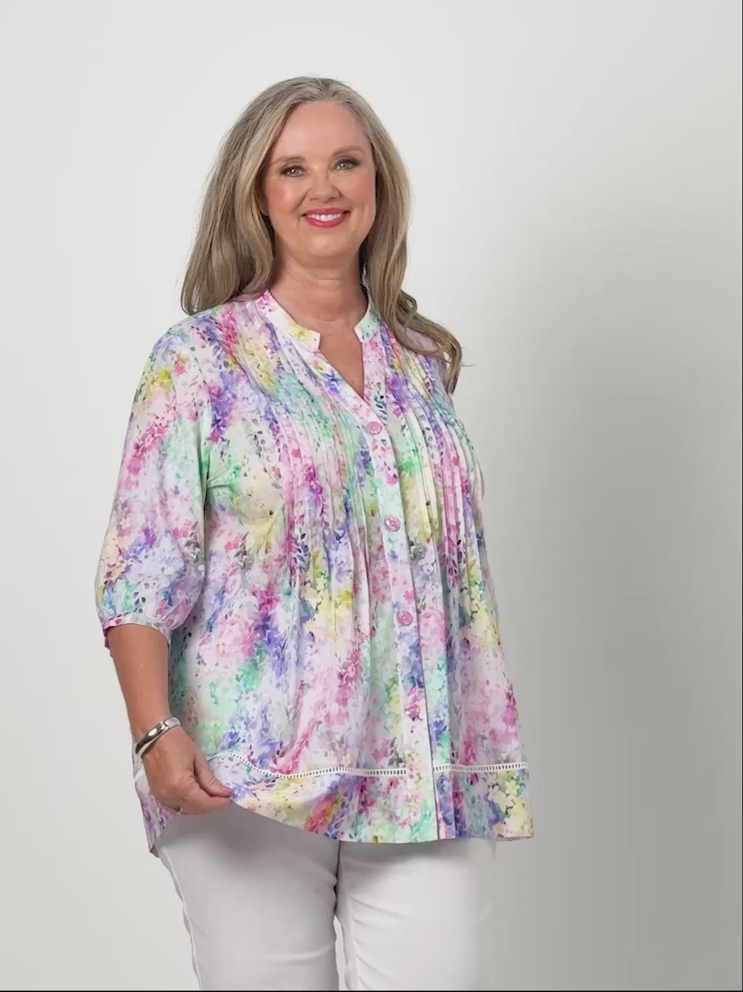 Nehru Collar Cotton Shirt - English Garden