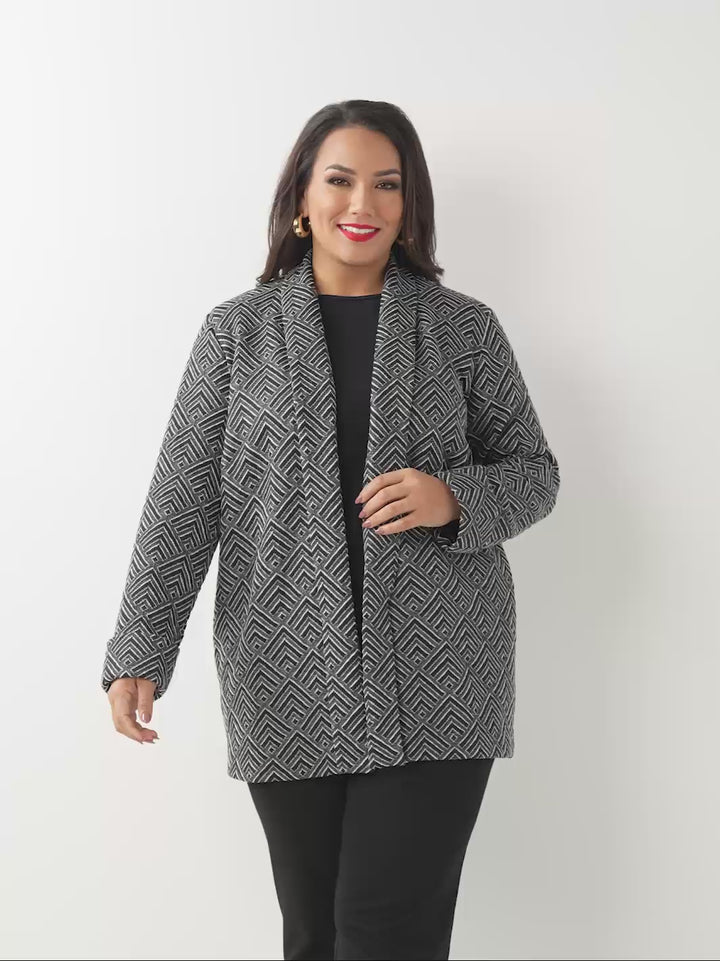 Chevron Loose Jacket - Black/White