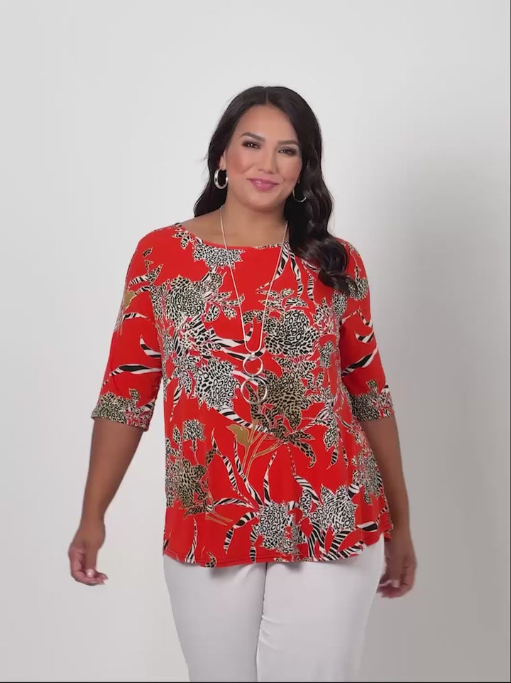 Elbow Sleeve Round Neck Jersey Top - Wild & Native