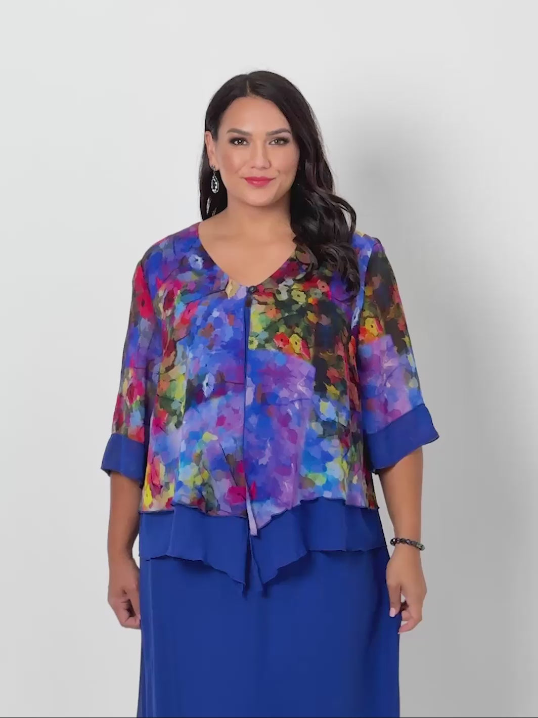 Double Layer Evening Jacket - Elegant Poppies