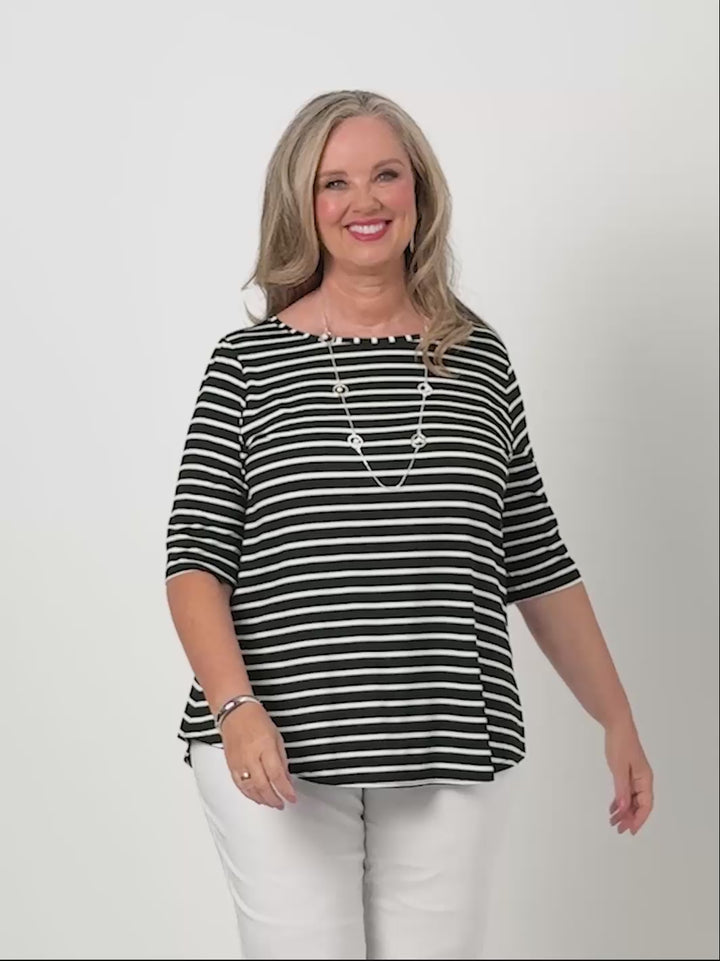 Basic Sleeve Tee Top - Black/White