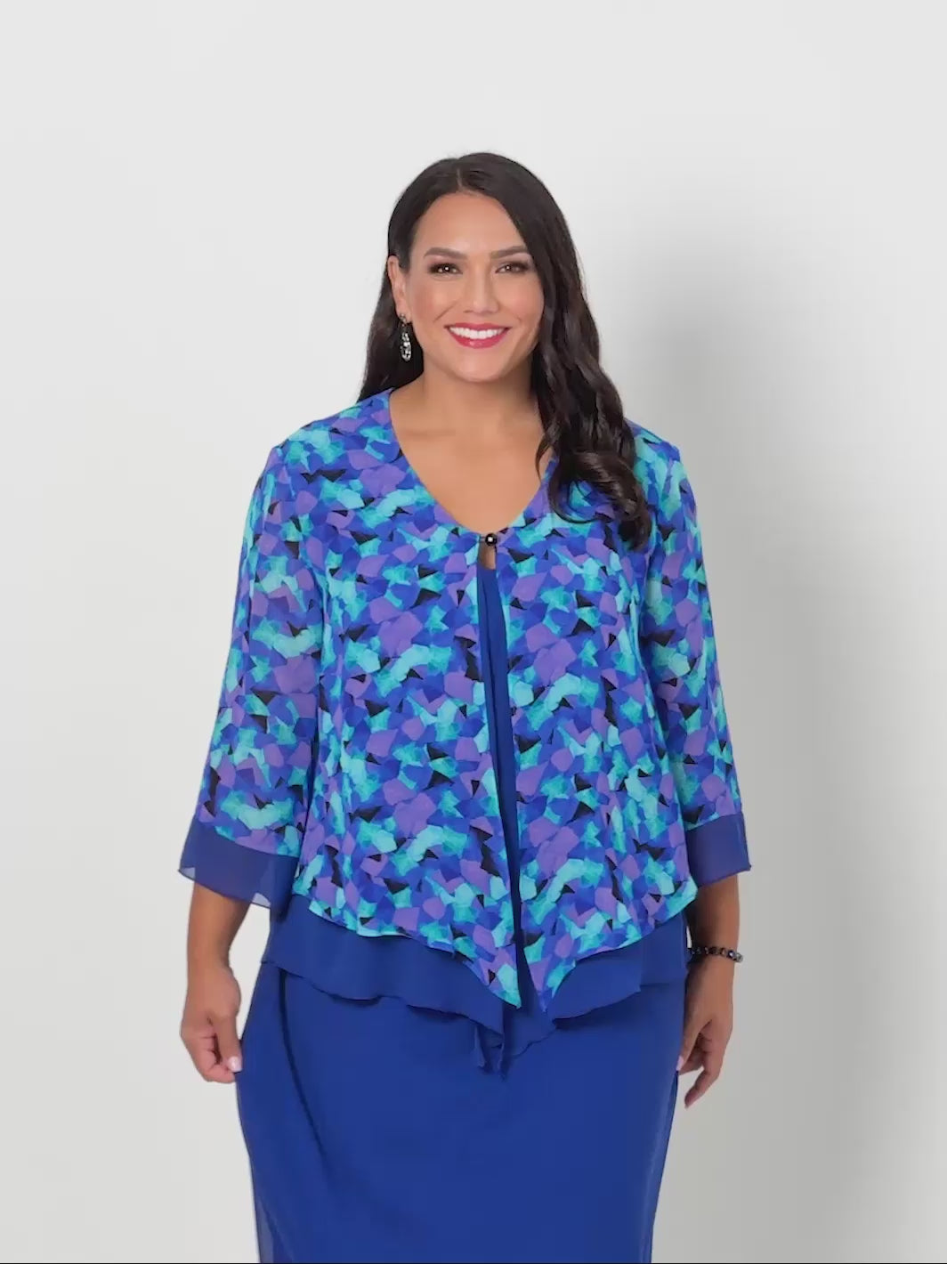 Double Layer Evening Jacket - Blue Harlequin