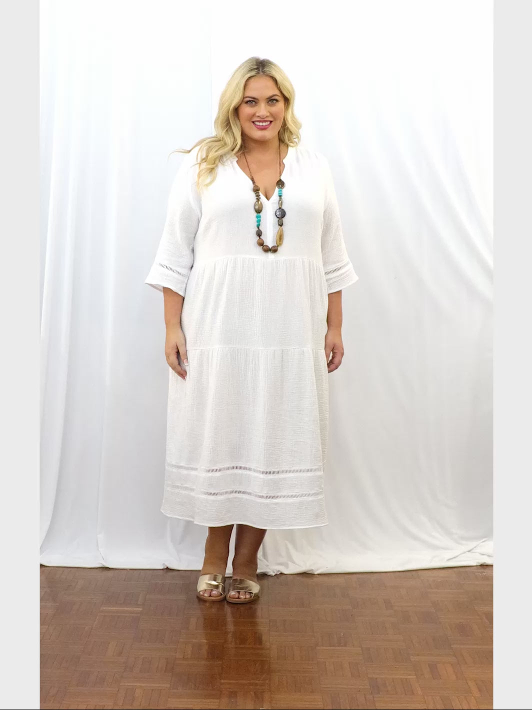 White Crinkle Cotton Dress