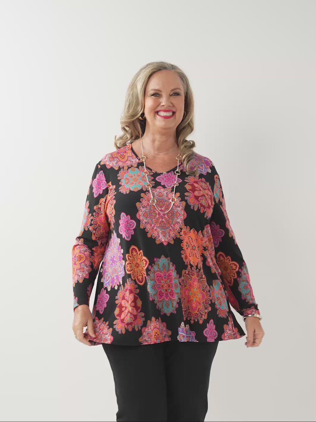 V-Neck Swing Top - Magic Medallions