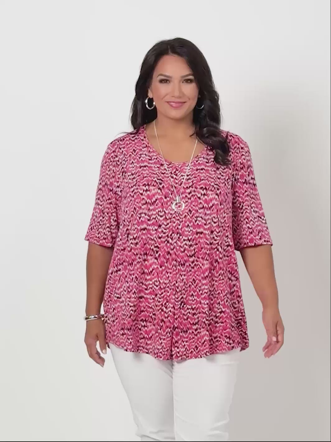 Invert Print Jersey Top - Candy Crush Pink