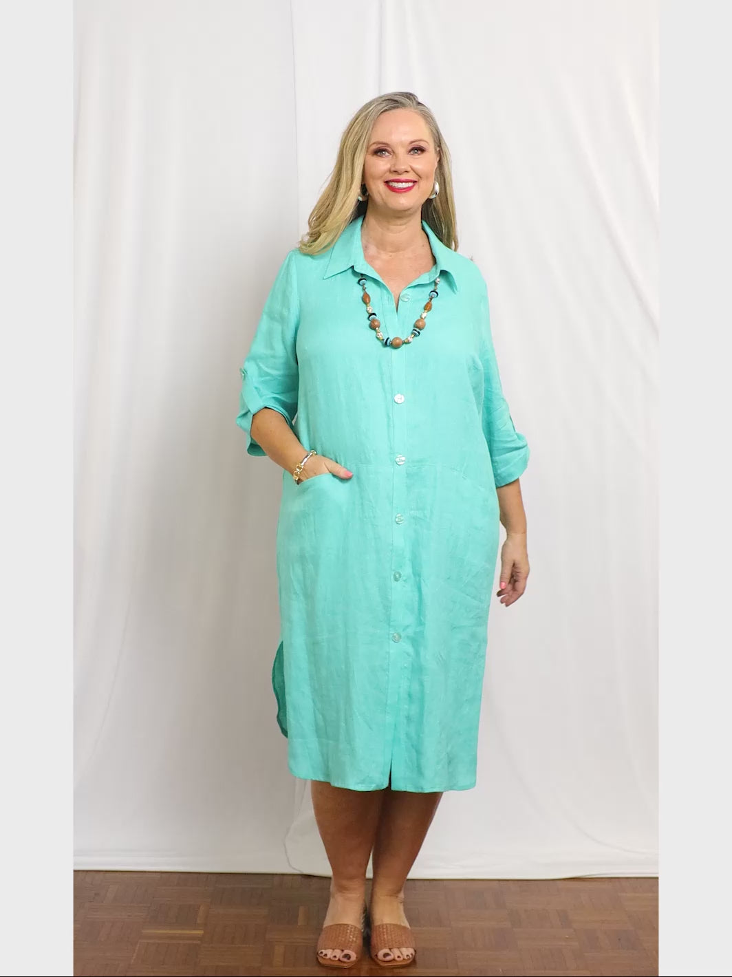 Florida Button Through Linen Dress