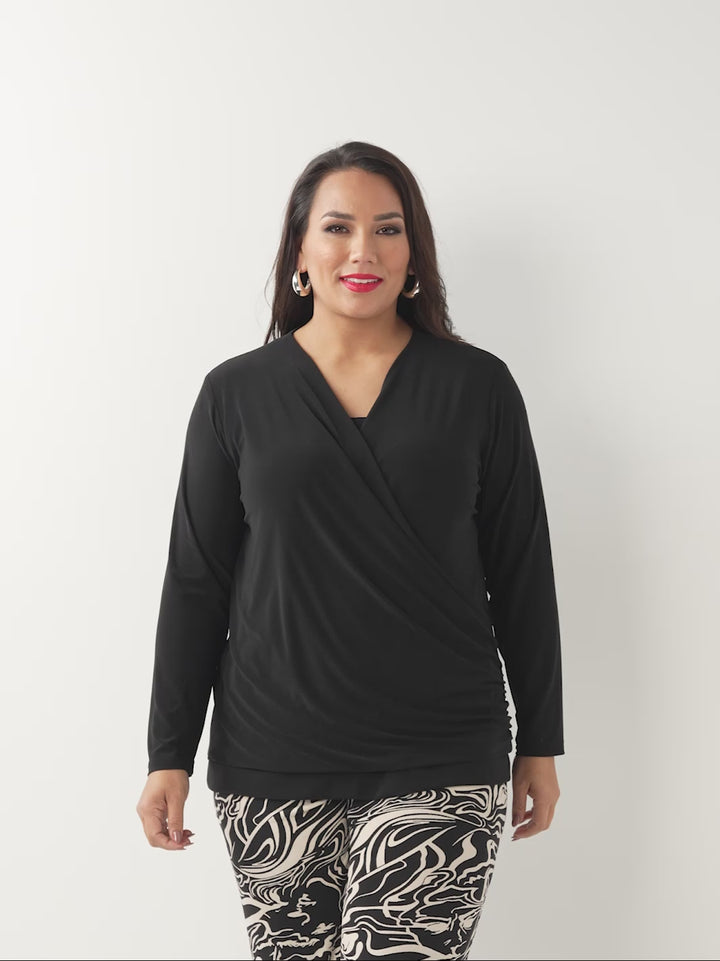 Jersey Cross Over Top - Black
