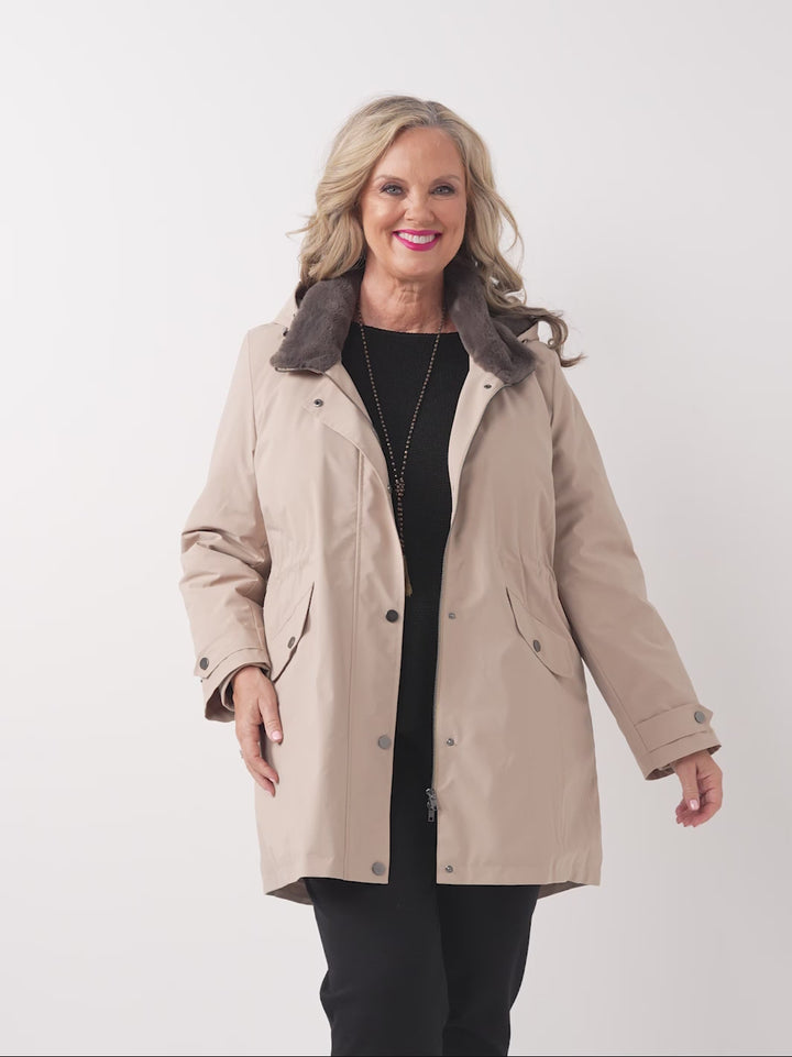 Zip-Off Hood All Weather Jacket - Beige