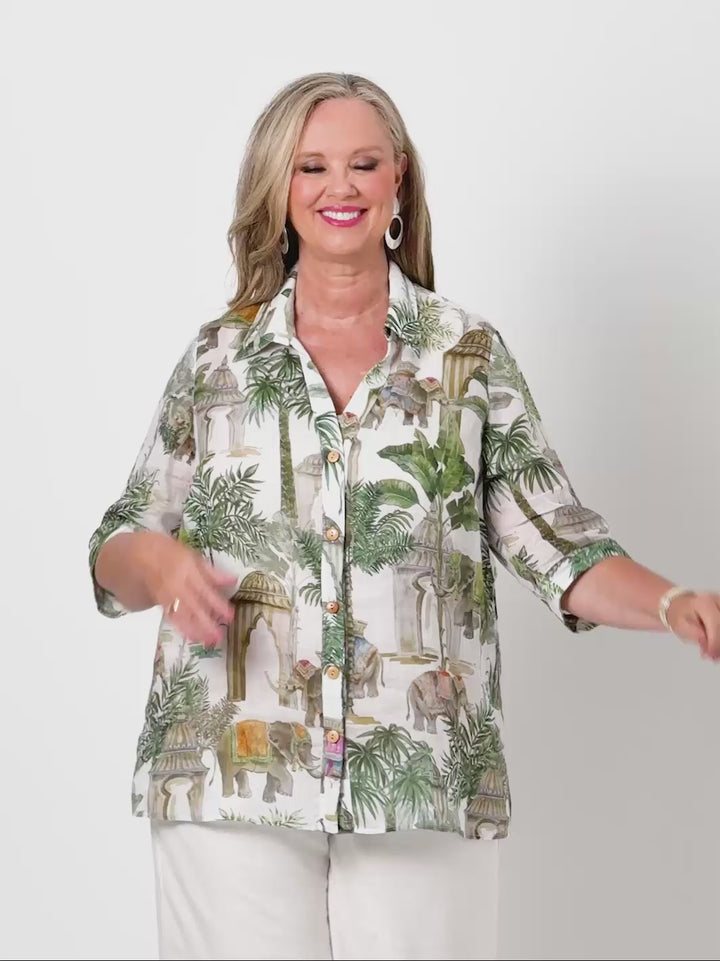 Collared Linen Shirt - Ramie on Safari