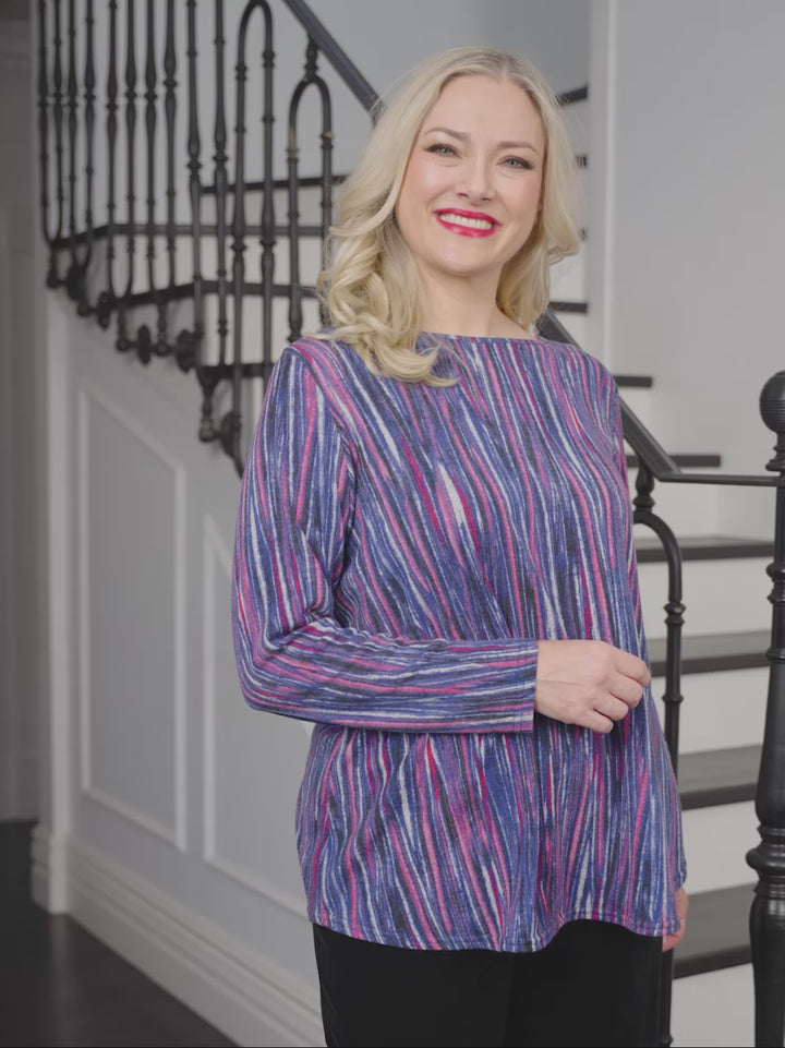 Printed Long Sleeve Basic Top - Violeta