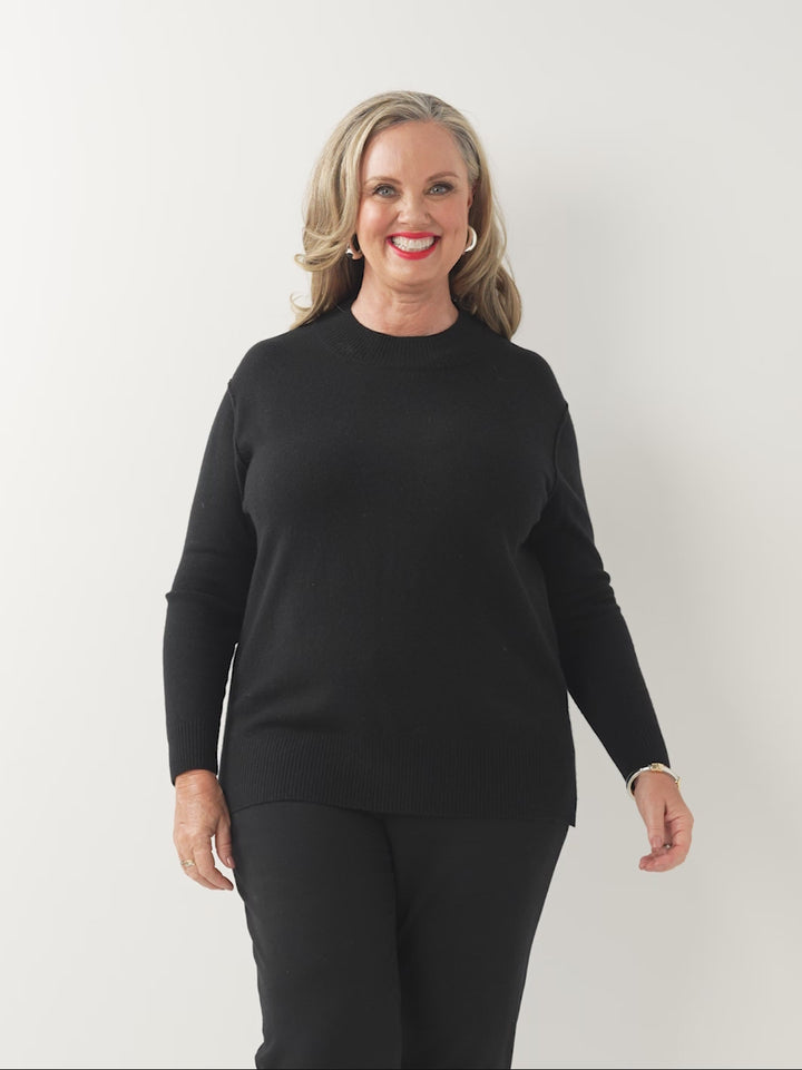 Mock Turtle Knit Jumper - Black