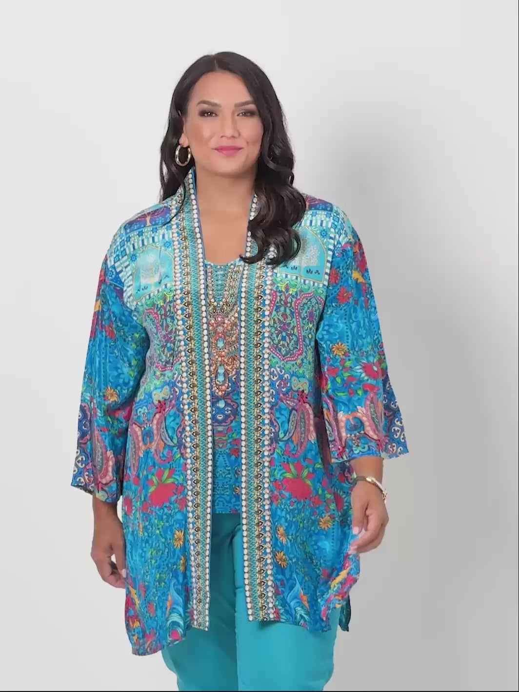 Liliana Print Jacket and Cami Set - Blue