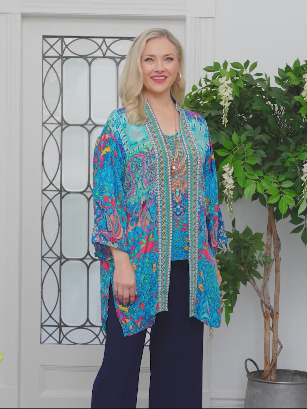 Liliana Print Jacket and Cami Set - Blue
