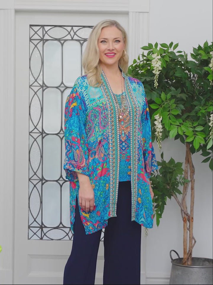 Liliana Print Jacket and Cami Set - Blue