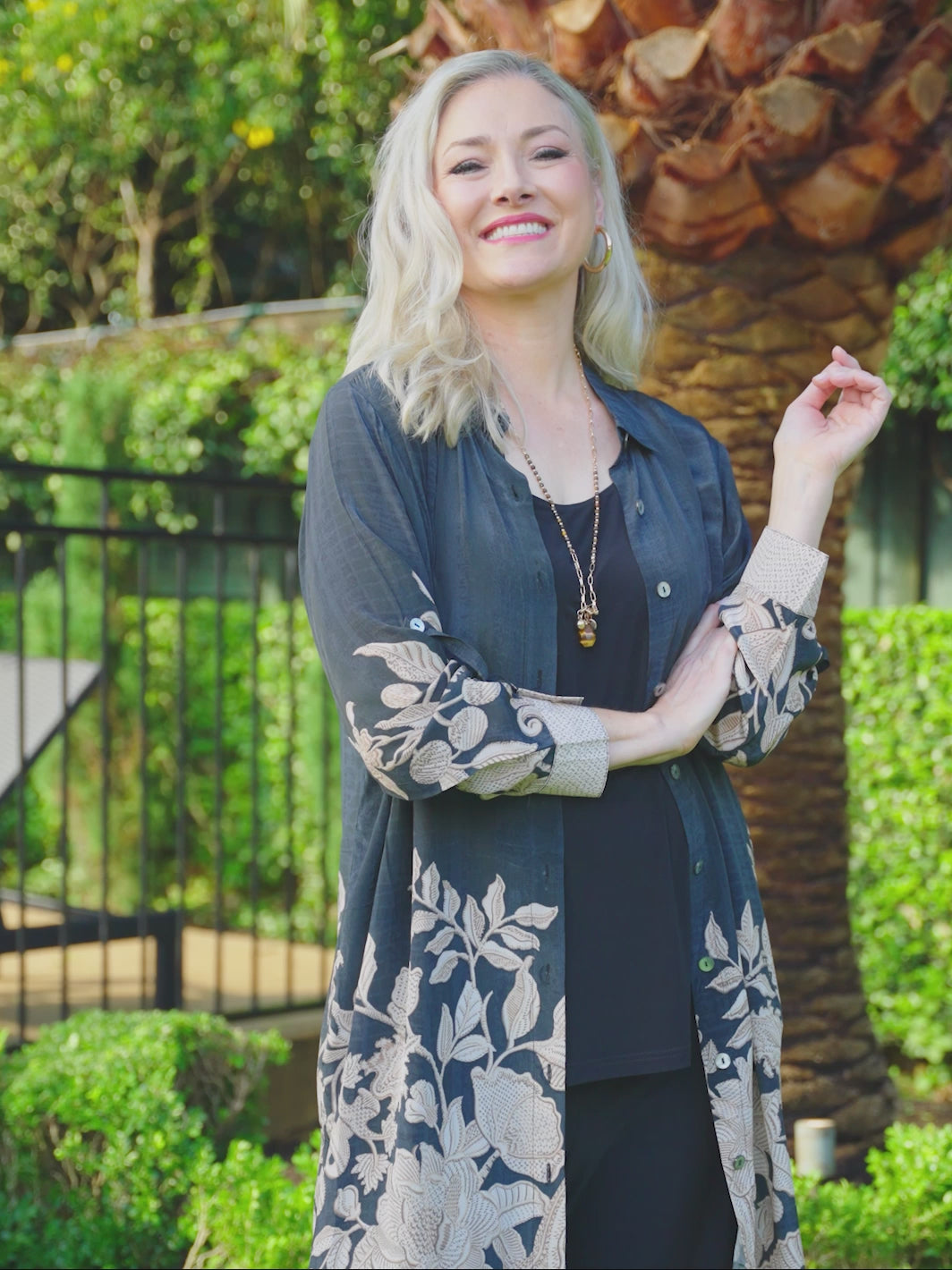 Eloise Print Long Line Collared Shirt