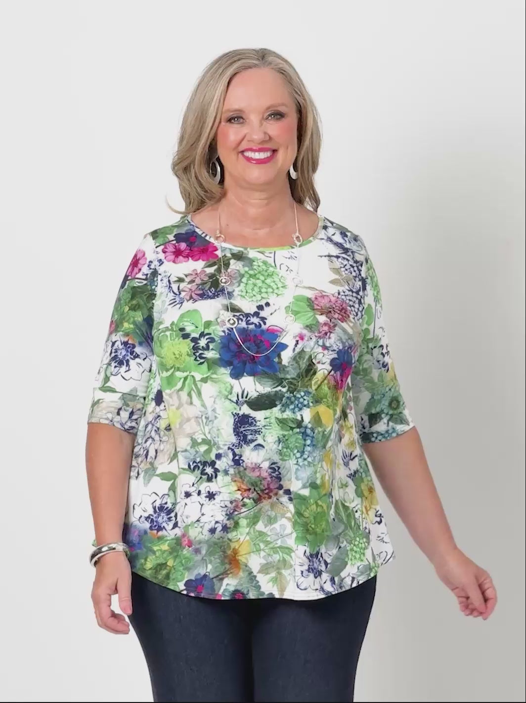 Basic Elbow Length Sleeve Cotton Tee - Vineyard