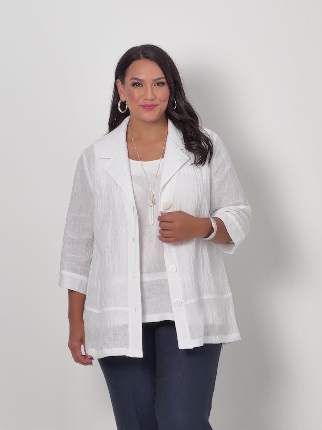 Crinkle Linen Jacket - White