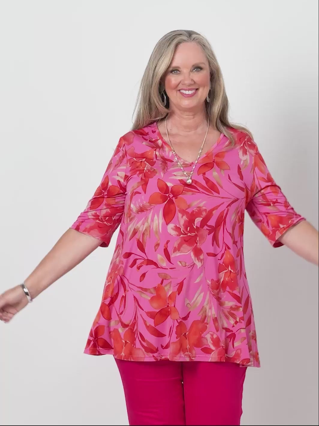 V-Neck Swing Jersey Top - Flossy