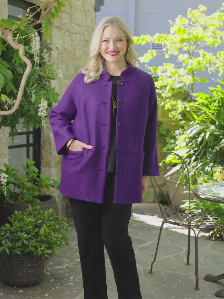 Wool Furpile Coat - Purple