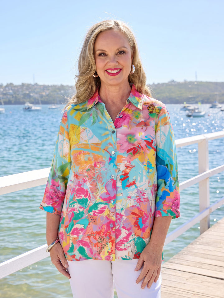 Tiffany Printed Cotton Shirt - Pink